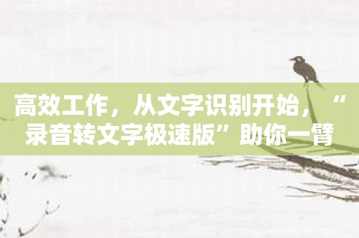 高效工作，从文字识别开始，“录音转文字极速版”助你一臂之力