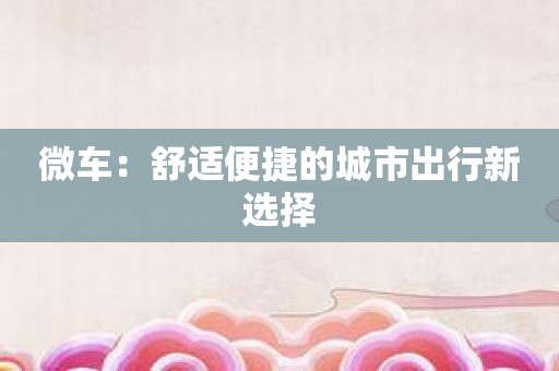 微车：舒适便捷的城市出行新选择