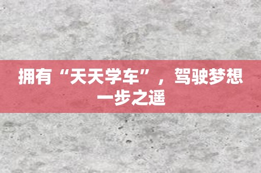 拥有“天天学车”，驾驶梦想一步之遥