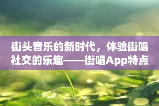 街头音乐的新时代，体验街唱社交的乐趣——街唱App特点介绍
