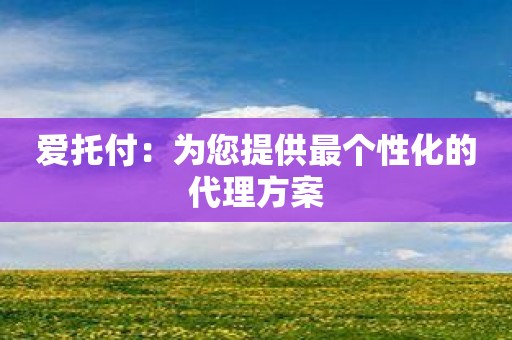 爱托付：为您提供最个性化的代理方案