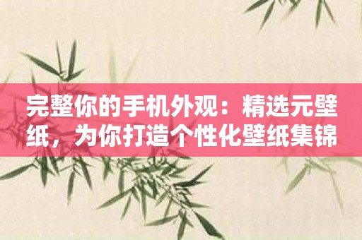 完整你的手机外观：精选元壁纸，为你打造个性化壁纸集锦