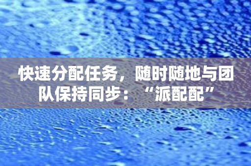 快速分配任务，随时随地与团队保持同步：“派配配”