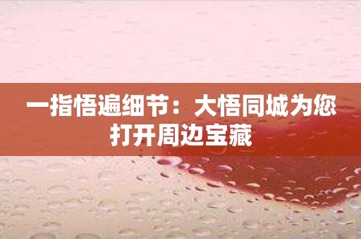 一指悟遍细节：大悟同城为您打开周边宝藏