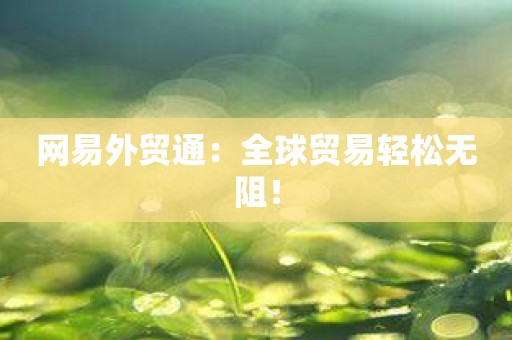 网易外贸通：全球贸易轻松无阻！