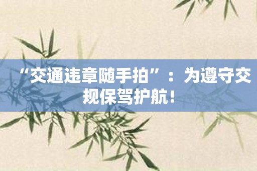 “交通违章随手拍”：为遵守交规保驾护航！