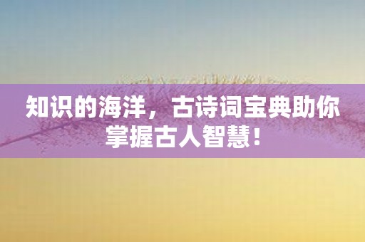 知识的海洋，古诗词宝典助你掌握古人智慧！