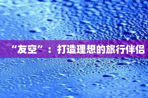 “友空”：打造理想的旅行伴侣