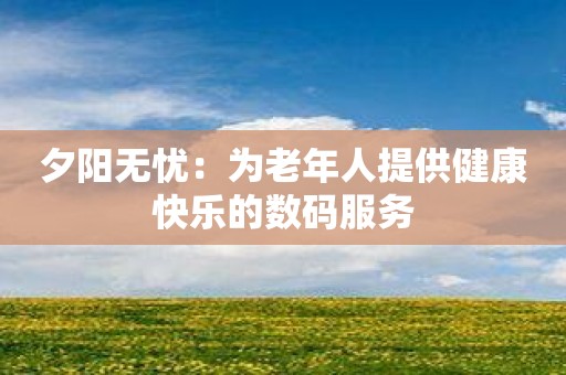 夕阳无忧：为老年人提供健康快乐的数码服务