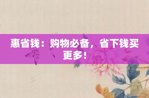 惠省钱：购物必备，省下钱买更多！