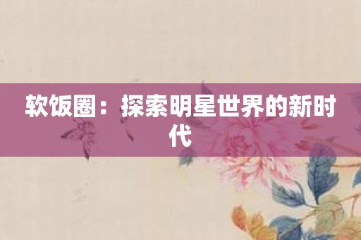 软饭圈：探索明星世界的新时代