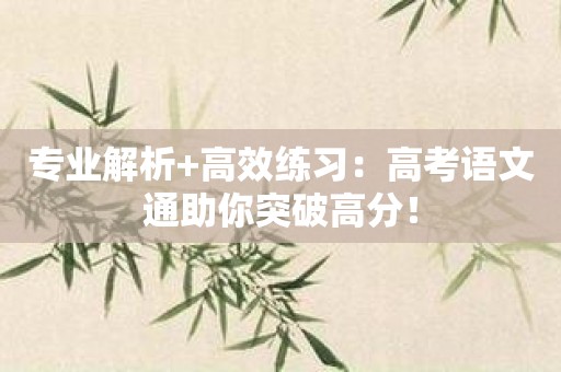 专业解析+高效练习：高考语文通助你突破高分！