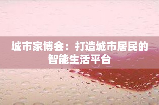 城市家博会：打造城市居民的智能生活平台