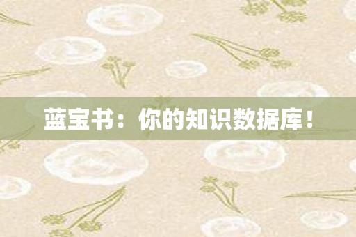 蓝宝书：你的知识数据库！
