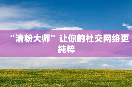 “清粉大师”让你的社交网络更纯粹