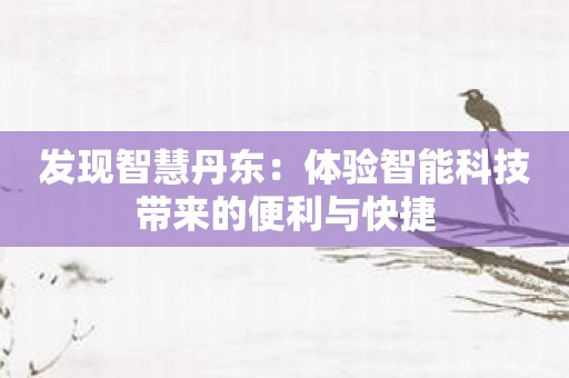 发现智慧丹东：体验智能科技带来的便利与快捷