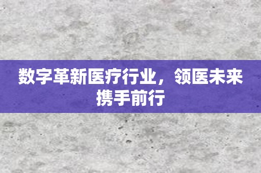数字革新医疗行业，领医未来携手前行
