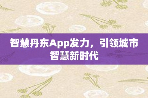 智慧丹东App发力，引领城市智慧新时代