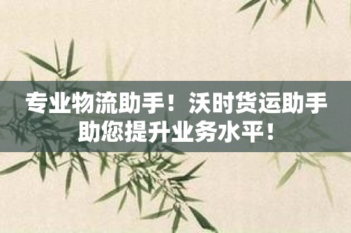 专业物流助手！沃时货运助手助您提升业务水平！