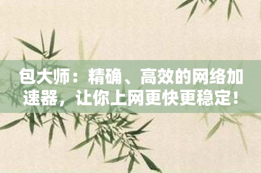 包大师：精确、高效的网络加速器，让你上网更快更稳定！