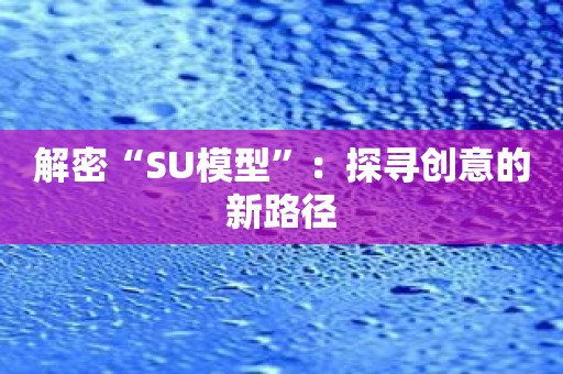 解密“SU模型”：探寻创意的新路径