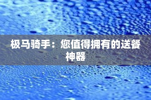 极马骑手：您值得拥有的送餐神器