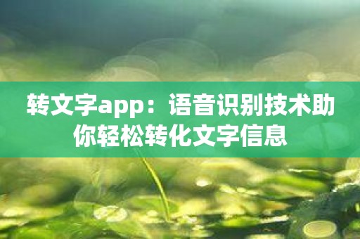 转文字app：语音识别技术助你轻松转化文字信息