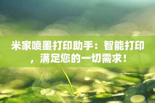 米家喷墨打印助手：智能打印，满足您的一切需求！