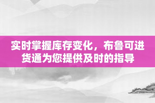 实时掌握库存变化，布鲁可进货通为您提供及时的指导