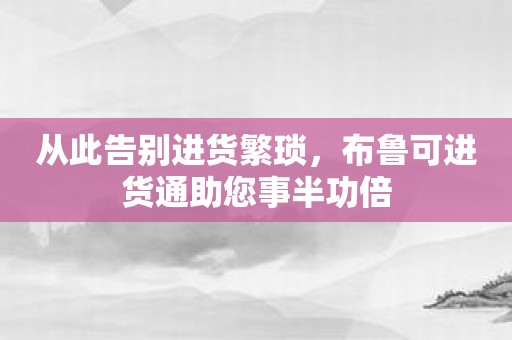 从此告别进货繁琐，布鲁可进货通助您事半功倍