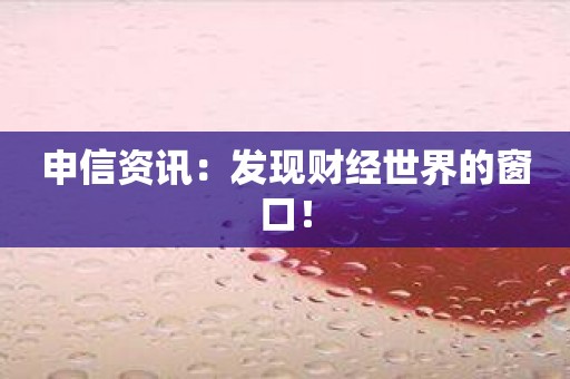 申信资讯：发现财经世界的窗口！