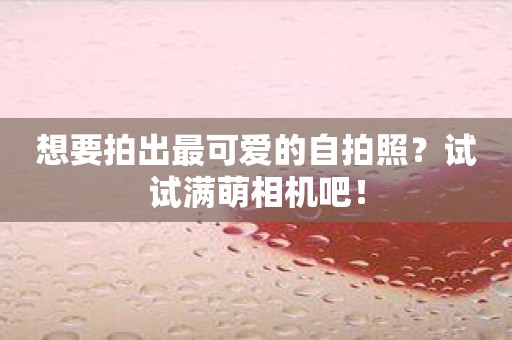 想要拍出最可爱的自拍照？试试满萌相机吧！