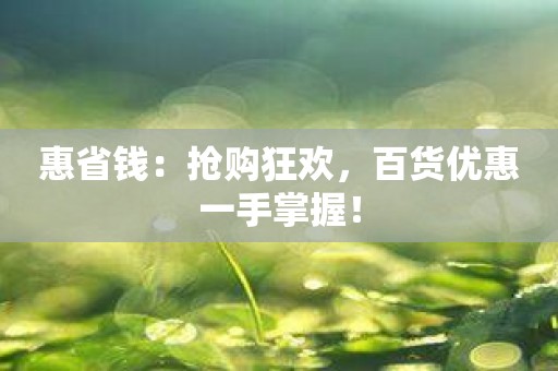 惠省钱：抢购狂欢，百货优惠一手掌握！