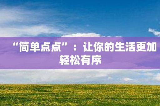 “简单点点”：让你的生活更加轻松有序