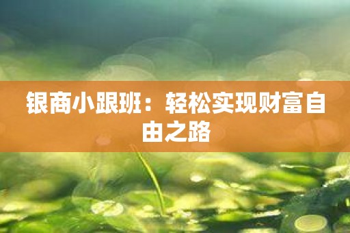 银商小跟班：轻松实现财富自由之路