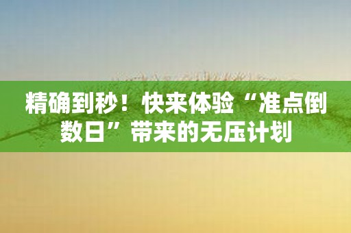 精确到秒！快来体验“准点倒数日”带来的无压计划