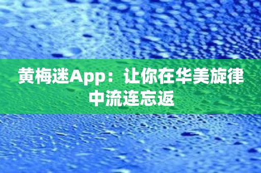 黄梅迷App：让你在华美旋律中流连忘返