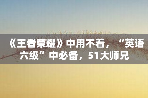 《王者荣耀》中用不着，“英语六级”中必备，51大师兄