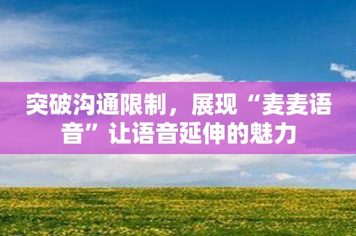 突破沟通限制，展现“麦麦语音”让语音延伸的魅力