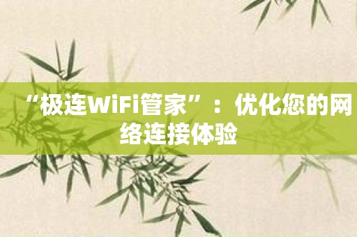“极连WiFi管家”：优化您的网络连接体验