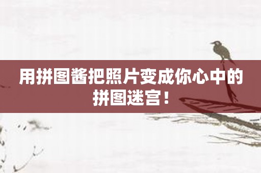 用拼图酱把照片变成你心中的拼图迷宫！