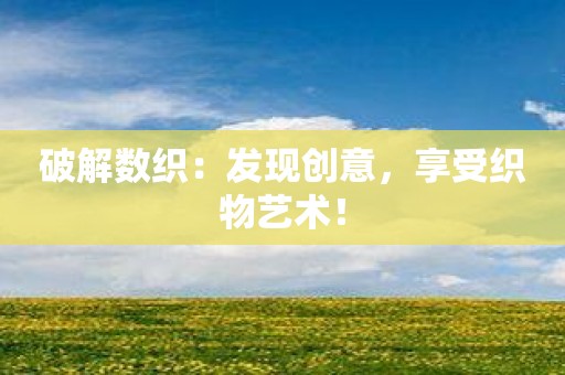 破解数织：发现创意，享受织物艺术！