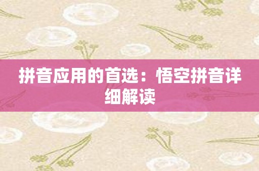 拼音应用的首选：悟空拼音详细解读