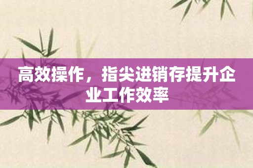 高效操作，指尖进销存提升企业工作效率