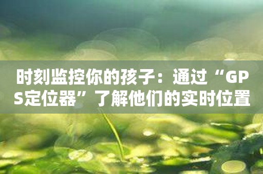 时刻监控你的孩子：通过“GPS定位器”了解他们的实时位置