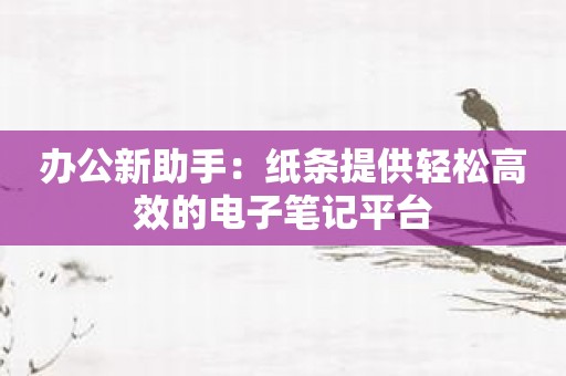 办公新助手：纸条提供轻松高效的电子笔记平台