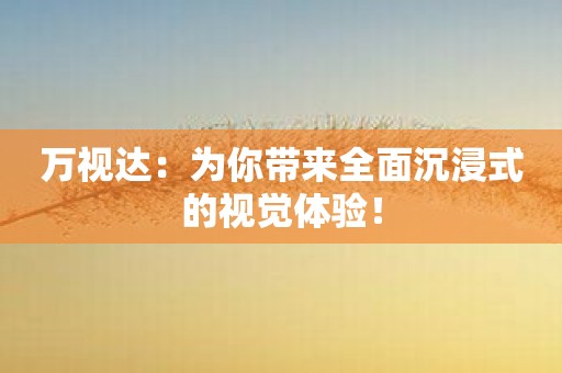 万视达：为你带来全面沉浸式的视觉体验！