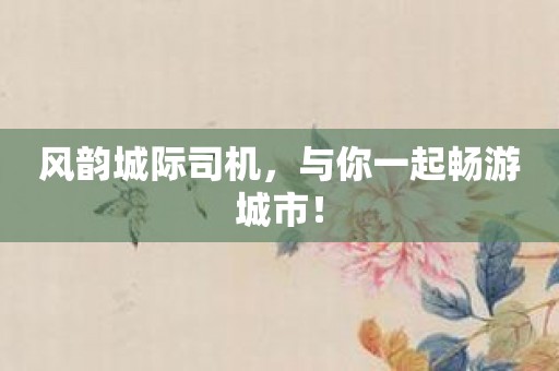 风韵城际司机，与你一起畅游城市！