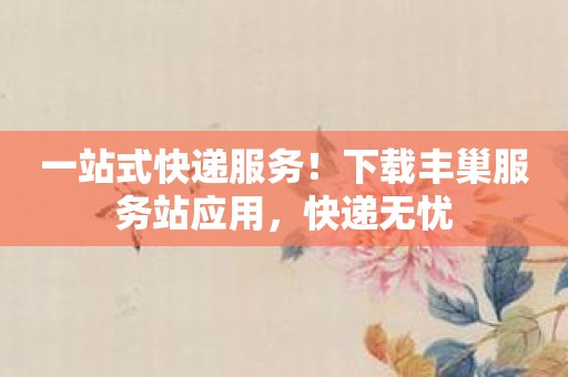 一站式快递服务！下载丰巢服务站应用，快递无忧