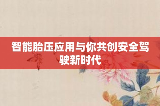 智能胎压应用与你共创安全驾驶新时代